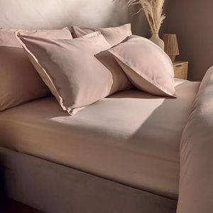 Silentnight Hoeslaken van gewassen katoenrijk - zacht, stijlvol linnenlook comfortabel onderlaken - diepe pasvorm met elastische hoeken - ademende stof, machinewasbaar, kingsize bedmatras, natuurlijk