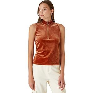 Koton Dames Coltrui rits Tank Top Onderhemd, Bruin (500), S, Bruin (500), S