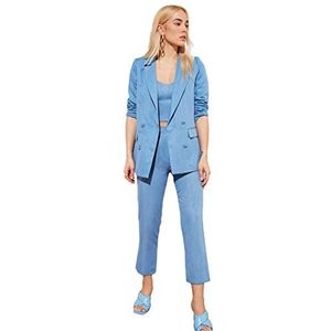 Trendyol Dames Button Gedetailleerde Blazer Jacket, Blue, blauw, 42
