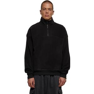 Urban Classics Basic Polar Fleece Troyer Sweatshirt voor heren, zwart, XL