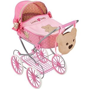 Saica Lovely Teddy klassieke poppenwagen, roze (1)