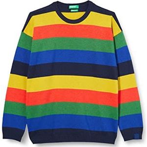 United Colors of Benetton Jongens trui met lange mouwen met ronde hals, Meerkleurig gestreept 931, 130 cm