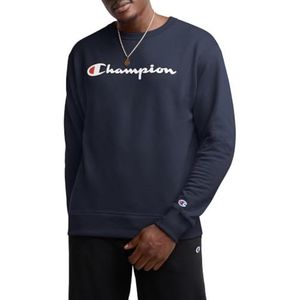 Champion Graphic Powerblend Fleece Crew Sweatshirt voor heren, Navy/Champion-script, XL