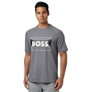 BOSS Heren Tee 2 Regular Fit T-shirt van katoenmix met logo-artwork, Medium Grey36, M