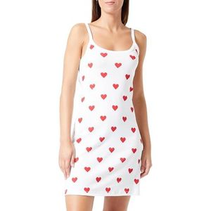 PETIT BATEAU - Nachthemd - Rood/Wit - Katoen - Hartmotiefjes