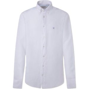 Hackett London Heren Garment Dye Linnen B Shirt, Wit (wit), L
