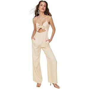 Trendyol Effen geweven jumpsuit voor dames, Ecru, 10