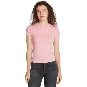 Tommy Jeans TJW Slim Linear TEE DW0DW18785 S/S T-shirt voor dames, roze (balletroze), XXS, Roze (Ballet Roze), XXS