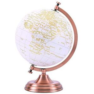 EXERZ 20cm wereldbol gouden kleur metallic - Duitse kaart - pedagogisch, geografische - metalen boog en -basis, gecoat in gouden kleur