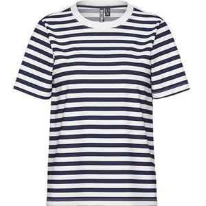 PIECES Dames Pcria Ss Tee Stripes JRS Noos Bc, Maritieme blauw., M