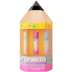 Lip Smacker, Back to School Collection, Pencil Box Lip Balm Trio, 3-delige Lippenbalsem Set Kinderen, Back to School Giftset in Schattig Potlood-vormige doos, Leuke Lippenbalsem Kinderen