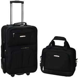 Rockland Mode Softside rechtopstaande bagageset, Zwart, 2-Piece Set (14/19), Mode Softside rechtopstaande bagageset