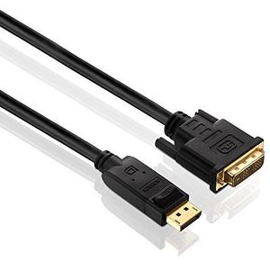 PureLink PI5200-030 DisplayPort naar DVI-D adapterkabel (2K FullHD (1080p), Ethernet), (DisplayPort stekker (20pin) naar DVI-D stekker (18+1pin), gecertificeerd, 3,00m, zwarte kabel