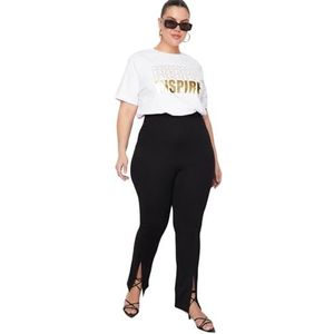 Trendyol Vrouwen normale taille wijde pijpen slim fit plus grootte broek, Zwart, 5XL Grote maten