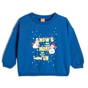 Koton Babyboys Snowman bedrukte sweatshirt, lange mouwen, zachte binnenkant, katoenen sweatshirt, blauw (602), 6-9 Monate