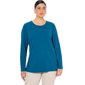 ULLA POPKEN Basic shirt, ronde hals, slim, katoenen T-shirt, dames, blauwgroen, 50 NL/52 NL