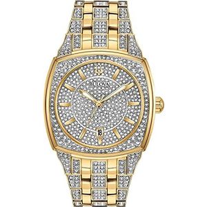 Bulova Horloge voor heren, Goud, Crystal Quartz Tweekleurige roestvrijstalen armband Crystal