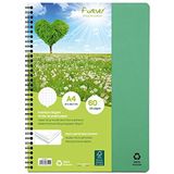 Forever 68402C spiraalblok, 100% gerecycled, A4, 21 x 29,7 cm, 120 pagina's, uitneembaar, kleine ruitjes, gerecycled papier, wit, 90 g