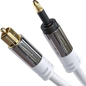 KabelDirekt – Mini-TOSLINK optische audiokabel met glasvezel storingsbescherming – 5 m (Mini-TOSLINK naar TOSLINK, digitale S/PDIF-kabel/glasvezelkabel voor soundbar, stereo-installatie, wit)