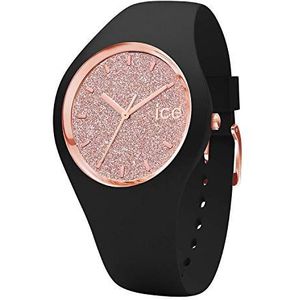 Ice-Watch - ICE glitter Black Rose-Gold - Dames zwart horloge met siliconen band - 001353 (Medium)