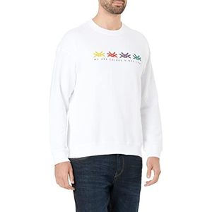 United Colors of Benetton Tricot G/C M/L 3J68U100F Sweatshirt met capuchon, wit opdruk Multicolor 901, M voor heren