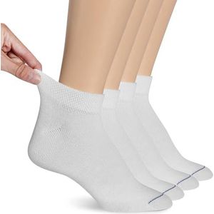 Dr. Scholl's Women's 4 Pack Diabetic & Circulatory Non-binding Low Cut Casual Sock, Solid White, Shoe Size 4-10 US