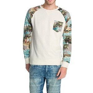ESPRIT Heren slim fit sweatshirt met print, ivoor (off-white), S
