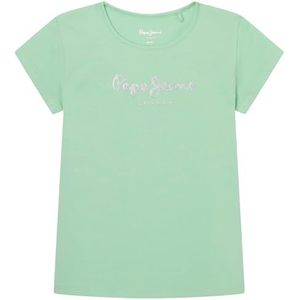 Pepe Jeans Hana Glitter T-shirt voor meisjes, groen (acid mintgroen), 8 Jaren