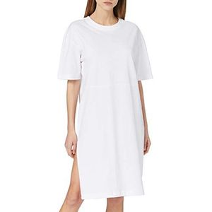 Urban Classics Damesjurk van biologisch katoen organisch oversized slit tee dress, dames T-shirt jurk voor vrouwen met split in vele kleuren, maten XS - 5XL, wit, S