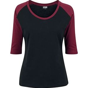 Urban Classics - 3 4 Contrast Raglan top - Zwart Rood