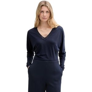 TOM TAILOR T-shirt met lange mouwen voor dames, 10668 - Sky Captain Blue, XXS