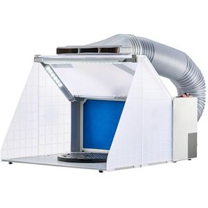 VEVOR Airbrush spuitcabine, airbrush-verfspuitcabineset, 4 m³/min, met ledverlichting, afvoerventilator en verlengslang, voor het beschilderen van modellen, kunst, handwerk, modeltaart