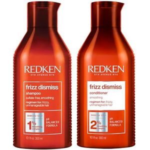 Redken, Routine Voor Pluizig Haar, Set van Shampoo en Conditioner, Beschermt Tegen Pluis en Maakt Glad, Met Babassu-Olie, Frizz Dismiss