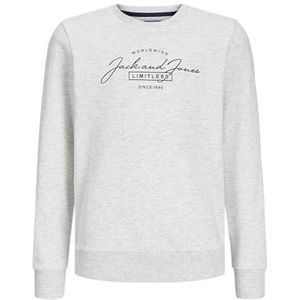 JACK&JONES JUNIOR JJFERRIS Sweat Crew Neck MNI, Wit Melange/Print: groot, 122 cm