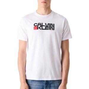 Calvin Klein - T-shirt - Rood/Zwart/Wit - Normale Pasvorm - Kwartmouw