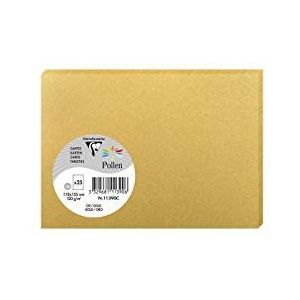 Clairefontaine 111390C – verpakking met 25 afzonderlijke kaarten – formaat C6 (11 x 15,5 cm) – 210 g/m² – kleur goud – uitnodigingen evenementen en match – serie pollen – premium papier glad