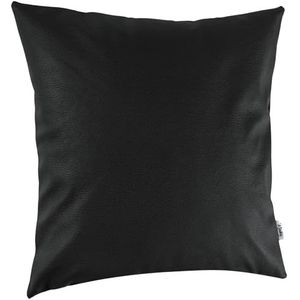 Kussensloop Kunstleer Sierkussen Sofakussen Lederen Kussenslopen Kussen KUMO Zwart 60x60cm zonder vulling