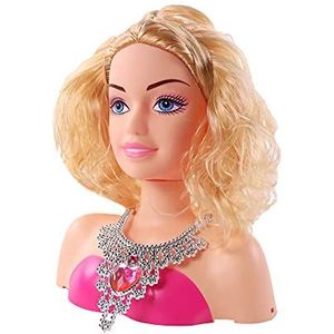 MELODY - Blond Kaphoofd - Melody Fashion - Kapsel - 124985 - Roze - Plastic - Inkleurbare Decors - Pop - Kinder Speelgoed - Verjaardag - Pop - Accessoires - Vanaf 3 jaar