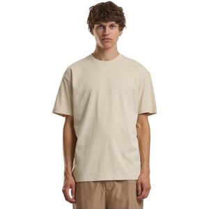 Build Your Brand Heren T-shirt katoen losse thee, casual katoenen T-shirt van katoen, ronde hals, losse pasvorm, maten XXS - 5XL, zand, L