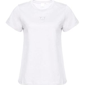 Pinko Boksen T-shirt Jersey Logo borduurwerk effect, Z04_witte bril., S