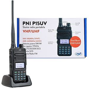 Draagbare VHF/UHF PNI P15UV dual band radio, 144-146MHz / 430-440Mhz, 999CH, met 1500 mAh batterij