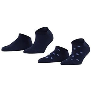 ESPRIT Mesh Dot 2-Pack Vrouwen Sneakersokken Organisch Katoen Zwart Wit Meer kleuren met patroon ademend dun en effen gestippeld in een dubbel pack Multipack 2 Paar