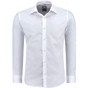 J'S Fashion - Herenshirt - Wit - Slim-fit - Lange Mouwen