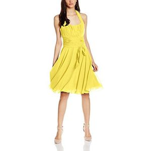 Astrapahl Cocktailjurk voor dames, neckholder, knielang, geel, 32