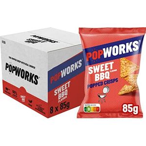 Popworks Sweet BBQ Chips, doos 8 stuks x 85 g