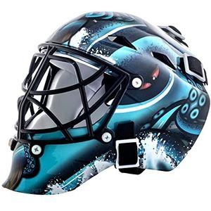 Franklin Sports Seattle Kraken NHL Team Logo Mini Hockey Keepermasker met hoes - Collectible Keepermasker met officiële NHL-logo's en kleuren, zwart