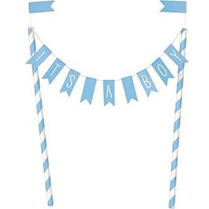 Unique Party 73390 Blauwe Baby Shower Bunting Cake Topper 1 Pc