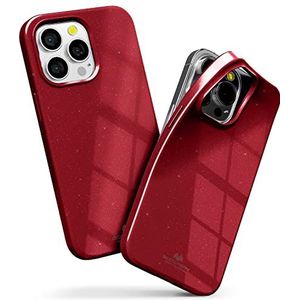 Goospery Pearl Jelly Telefoonhoes, compatibel met iPhone 13 Pro, levendige kleur met lichte glans juweeleffecten, glitter, glans-look, slanke, dunne TPU-rubberen achterkant, telefoonhoes (rood)