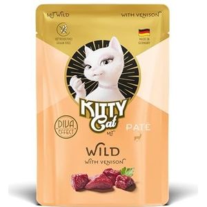 KITTY Cat Paté Wild, 6 x 85 g, natvoer voor katten, graanvrij kattenvoer met taurine, zalmolie en groenlipmossel, compleet voer met een hoog vleesgehalte, Made in Germany