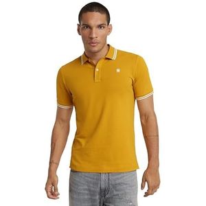 G-STAR RAW Dunda Slim Stripe Poloshirt voor heren, geel (Dk Spice D17127-5864-8171), XL